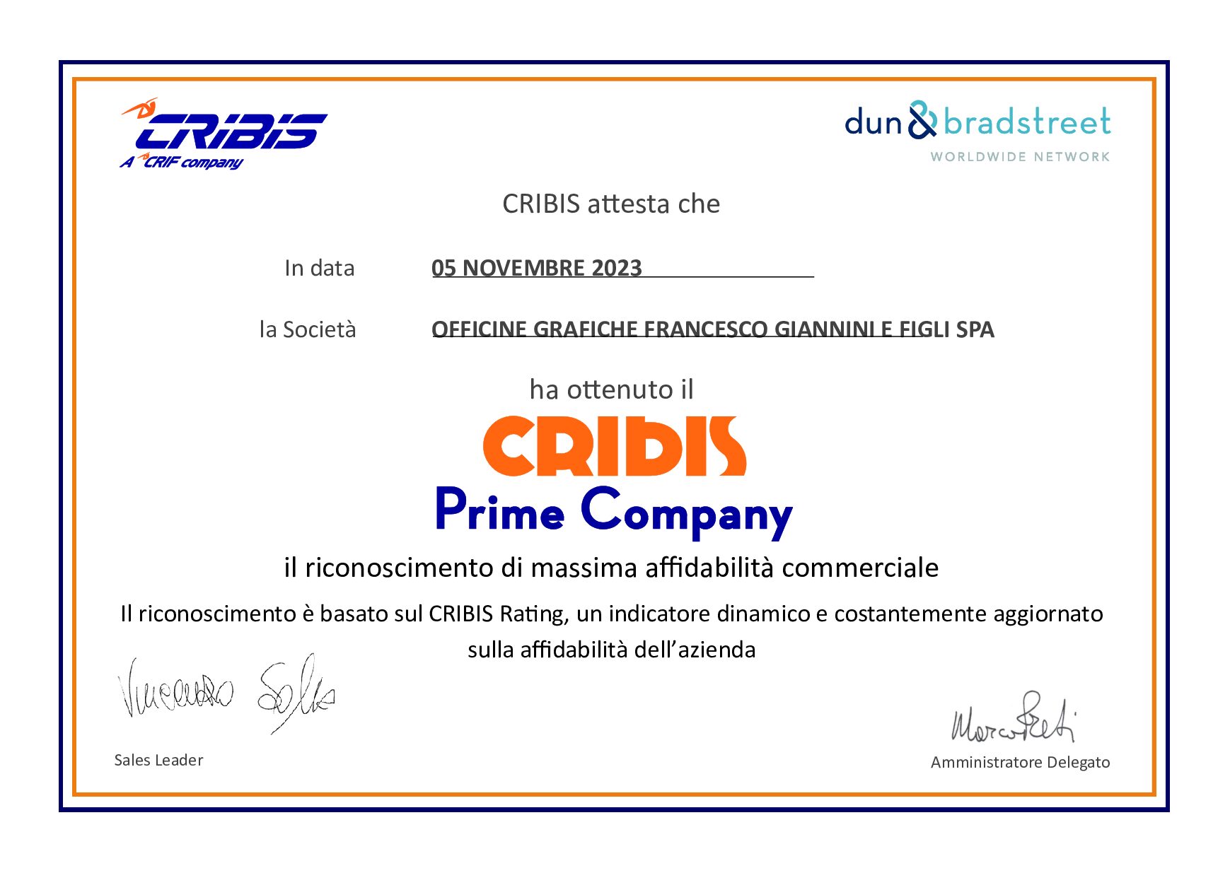 CRIBIS Prime Company